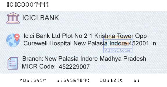 Icici Bank Limited New Palasia Indore Madhya PradeshBranch 