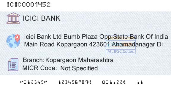 Icici Bank Limited Kopargaon MaharashtraBranch 