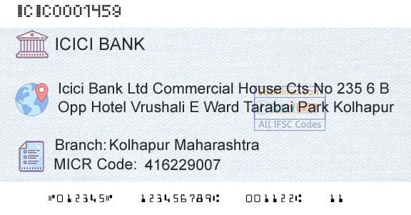Icici Bank Limited Kolhapur MaharashtraBranch 
