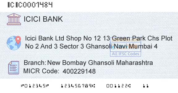 Icici Bank Limited New Bombay Ghansoli MaharashtraBranch 