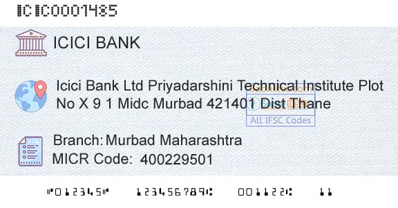 Icici Bank Limited Murbad MaharashtraBranch 