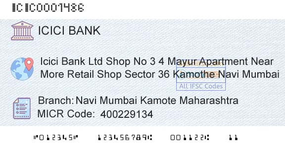 Icici Bank Limited Navi Mumbai Kamote MaharashtraBranch 
