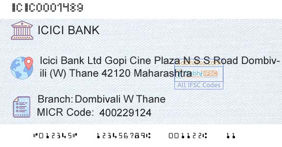 Icici Bank Limited Dombivali W ThaneBranch 