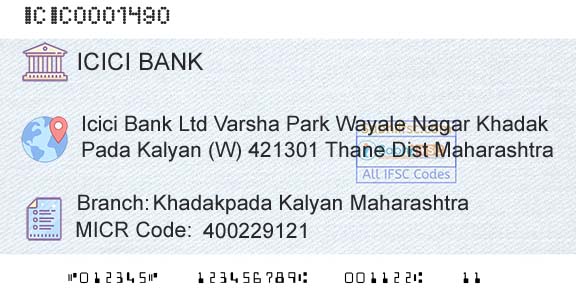 Icici Bank Limited Khadakpada Kalyan MaharashtraBranch 