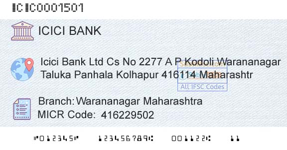 Icici Bank Limited Warananagar MaharashtraBranch 