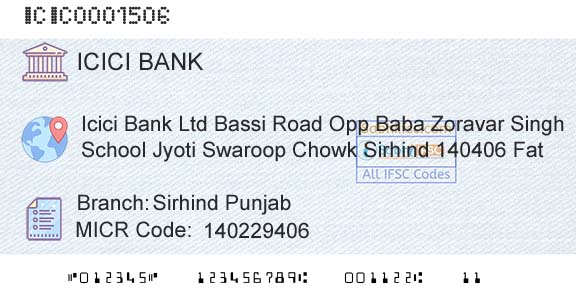 Icici Bank Limited Sirhind PunjabBranch 