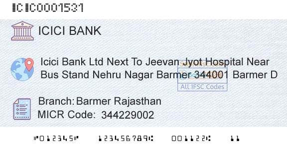 Icici Bank Limited Barmer RajasthanBranch 