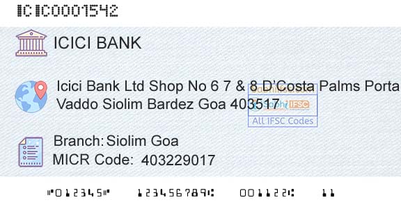 Icici Bank Limited Siolim GoaBranch 