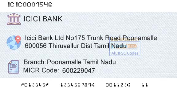Icici Bank Limited Poonamalle Tamil NaduBranch 