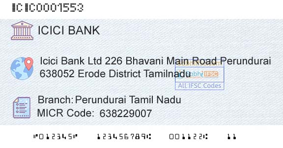 Icici Bank Limited Perundurai Tamil NaduBranch 