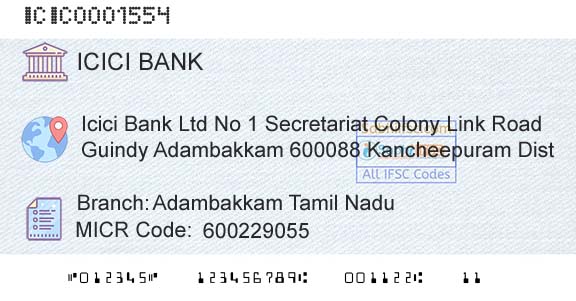 Icici Bank Limited Adambakkam Tamil NaduBranch 