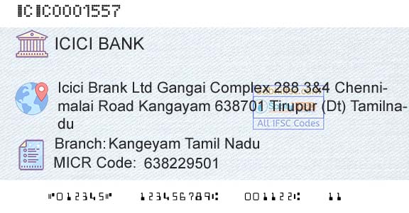 Icici Bank Limited Kangeyam Tamil NaduBranch 