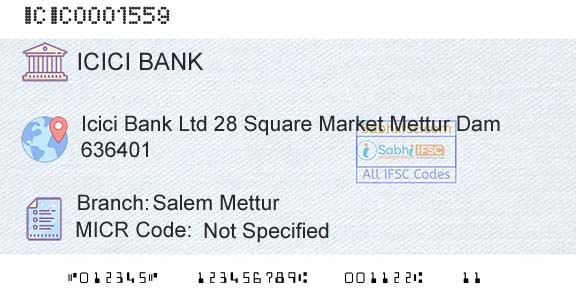 Icici Bank Limited Salem MetturBranch 