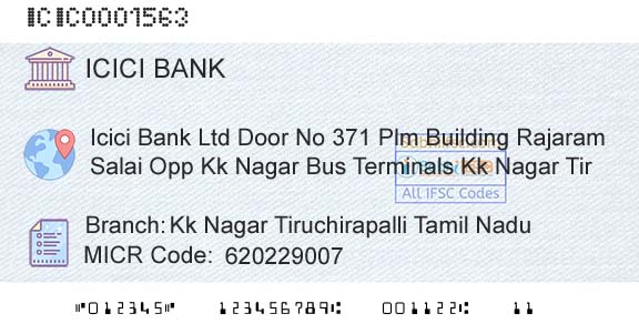 Icici Bank Limited Kk Nagar Tiruchirapalli Tamil NaduBranch 
