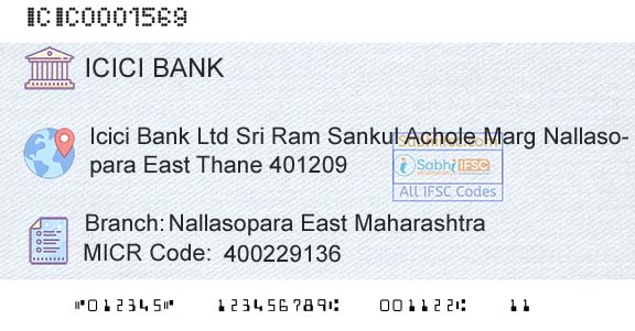 Icici Bank Limited Nallasopara East MaharashtraBranch 