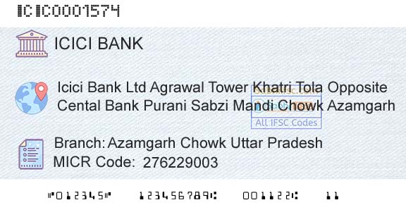 Icici Bank Limited Azamgarh Chowk Uttar PradeshBranch 