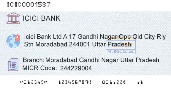 Icici Bank Limited Moradabad Gandhi Nagar Uttar PradeshBranch 