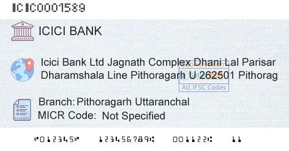 Icici Bank Limited Pithoragarh UttaranchalBranch 