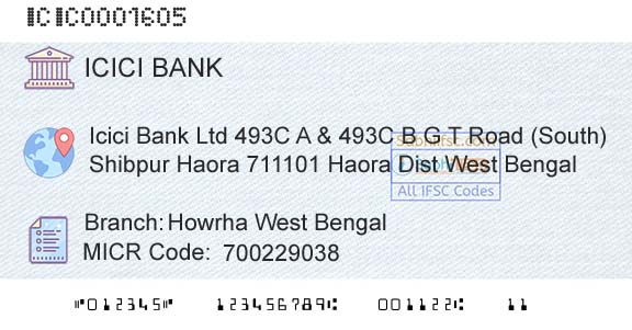 Icici Bank Limited Howrha West BengalBranch 