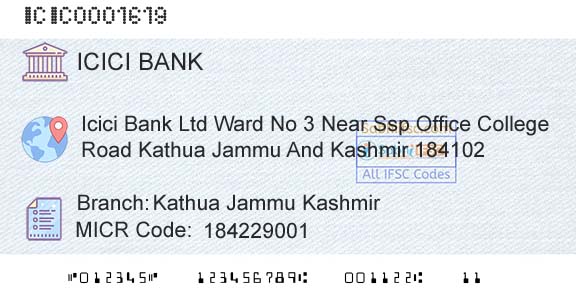 Icici Bank Limited Kathua Jammu KashmirBranch 