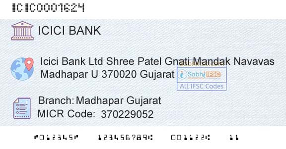 Icici Bank Limited Madhapar GujaratBranch 