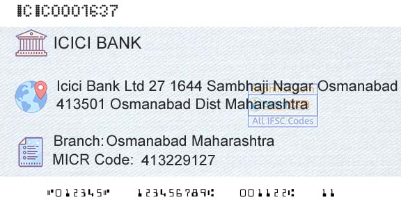 Icici Bank Limited Osmanabad MaharashtraBranch 