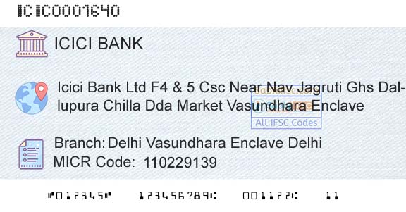 Icici Bank Limited Delhi Vasundhara Enclave DelhiBranch 