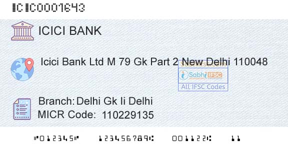 Icici Bank Limited Delhi Gk Ii DelhiBranch 