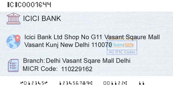 Icici Bank Limited Delhi Vasant Sqare Mall DelhiBranch 