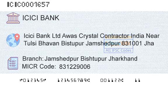 Icici Bank Limited Jamshedpur Bishtupur JharkhandBranch 