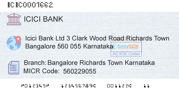 Icici Bank Limited Bangalore Richards Town KarnatakaBranch 