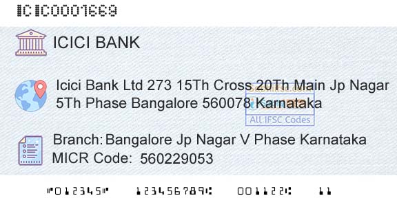 Icici Bank Limited Bangalore Jp Nagar V Phase KarnatakaBranch 