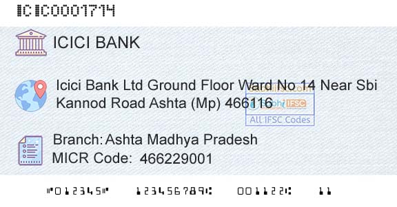 Icici Bank Limited Ashta Madhya PradeshBranch 