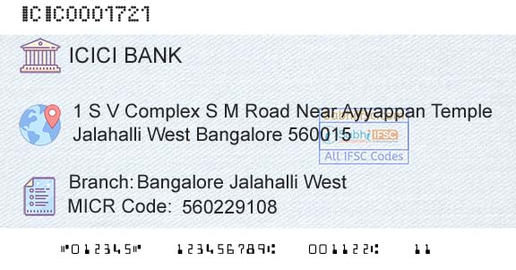 Icici Bank Limited Bangalore Jalahalli WestBranch 