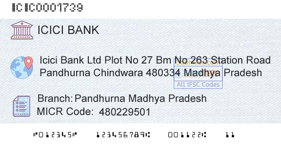 Icici Bank Limited Pandhurna Madhya PradeshBranch 