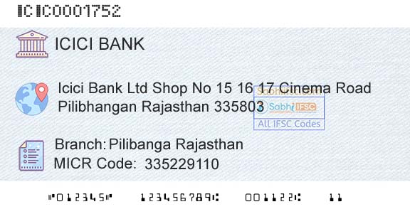 Icici Bank Limited Pilibanga RajasthanBranch 