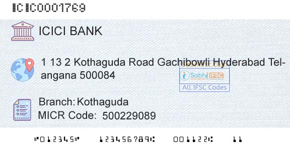 Icici Bank Limited KothagudaBranch 