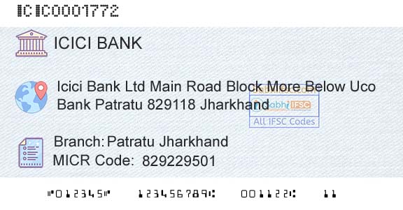 Icici Bank Limited Patratu JharkhandBranch 