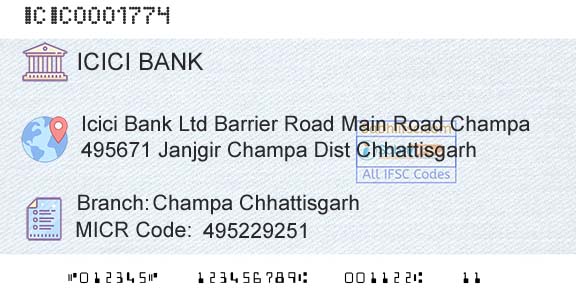 Icici Bank Limited Champa ChhattisgarhBranch 