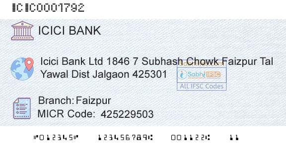 Icici Bank Limited FaizpurBranch 