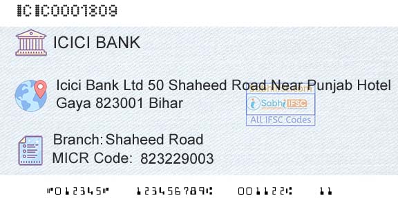Icici Bank Limited Shaheed RoadBranch 
