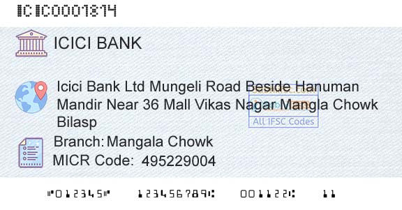 Icici Bank Limited Mangala ChowkBranch 