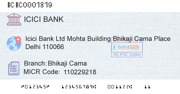 Icici Bank Limited Bhikaji CamaBranch 