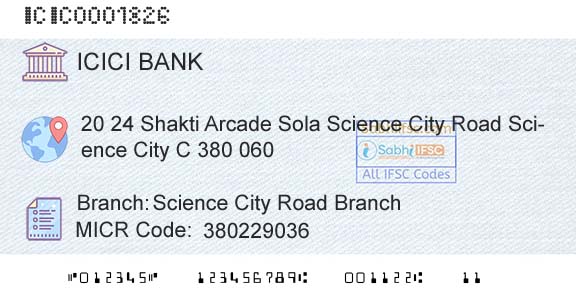 Icici Bank Limited Science City Road BranchBranch 