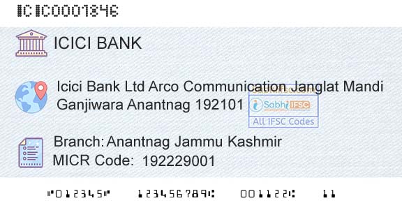Icici Bank Limited Anantnag Jammu KashmirBranch 