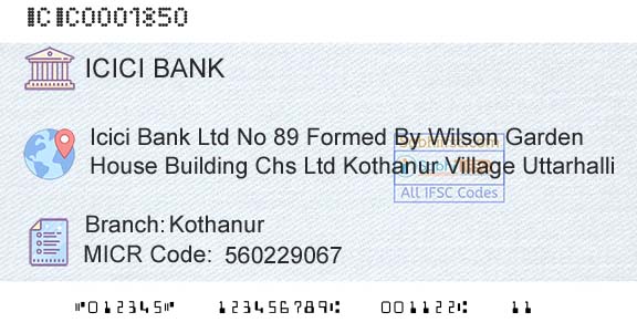 Icici Bank Limited KothanurBranch 