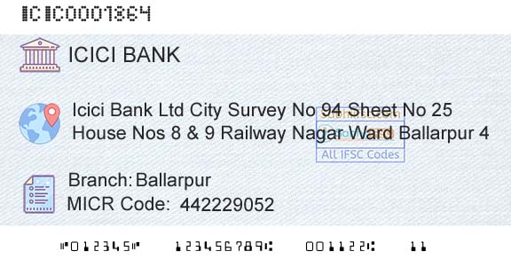 Icici Bank Limited BallarpurBranch 