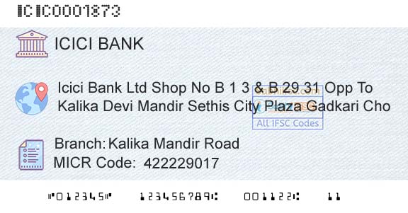 Icici Bank Limited Kalika Mandir RoadBranch 