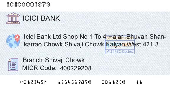 Icici Bank Limited Shivaji ChowkBranch 