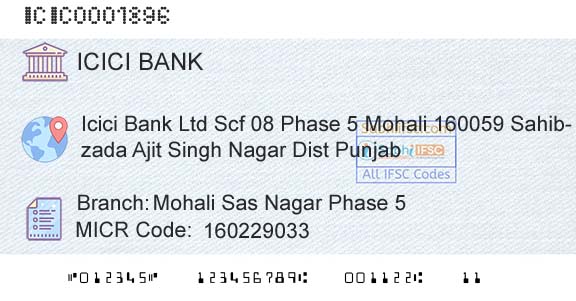 Icici Bank Limited Mohali Sas Nagar Phase 5Branch 